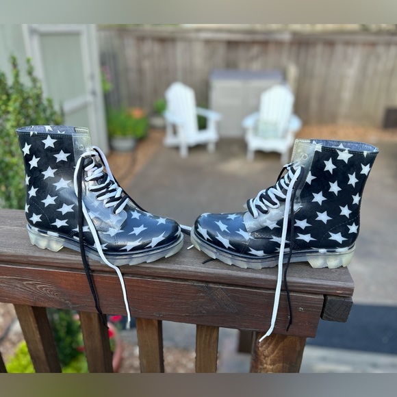 Air Underground Black and White Star Combat boots size 10 - Picture 6 of 7